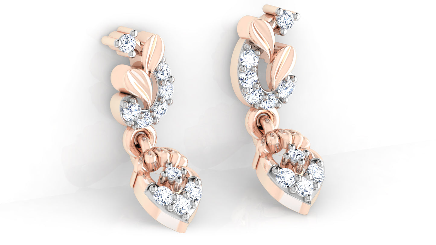 Diagold Canopy Artificial Diamond  Rose Gold Danglers Left View