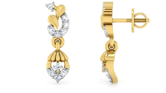 Diagold Canopy Artificial Diamond  Gold Danglers Front and Side View