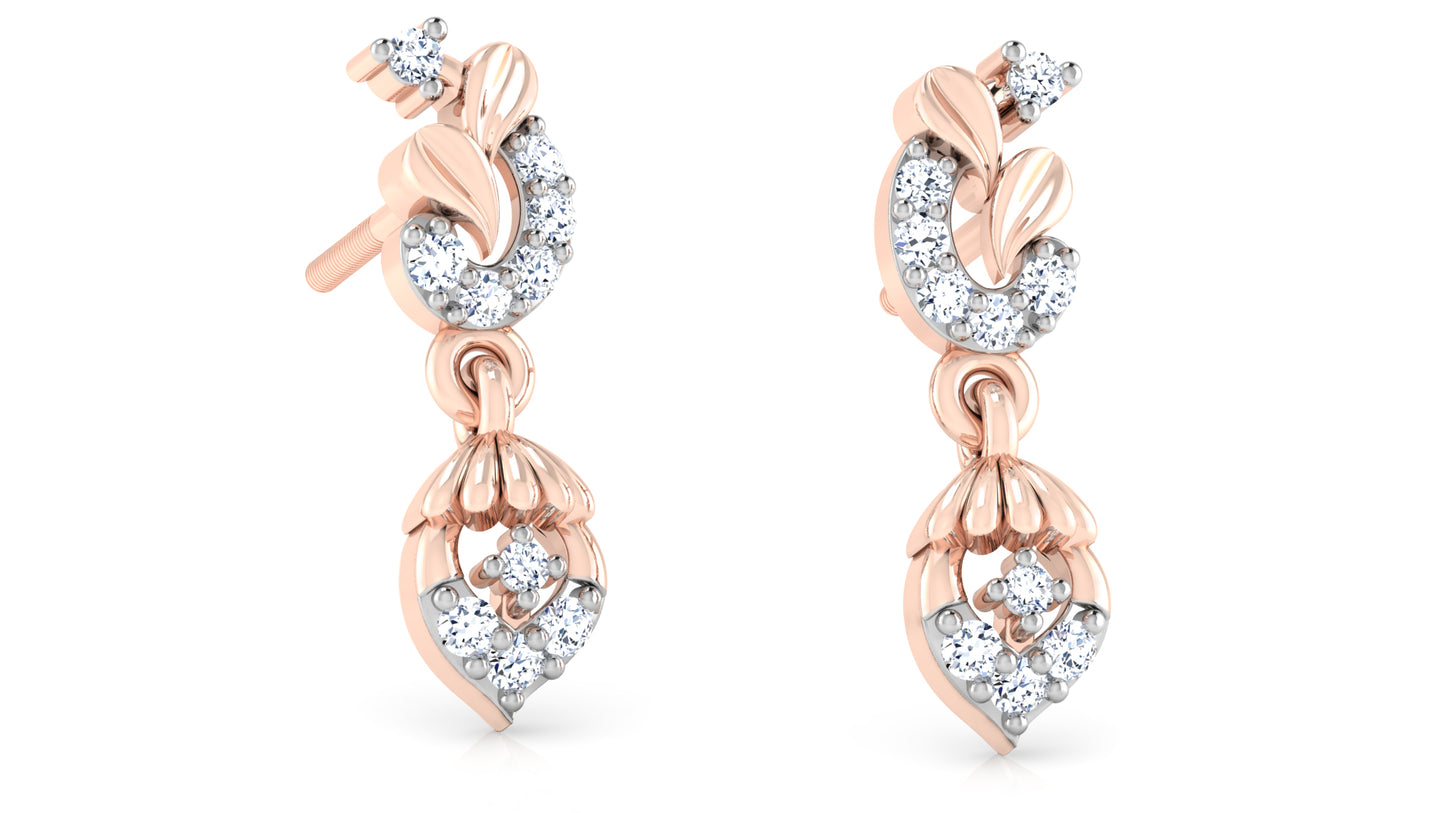 Diagold Canopy Artificial Diamond  Rose Gold Danglers Bottom View