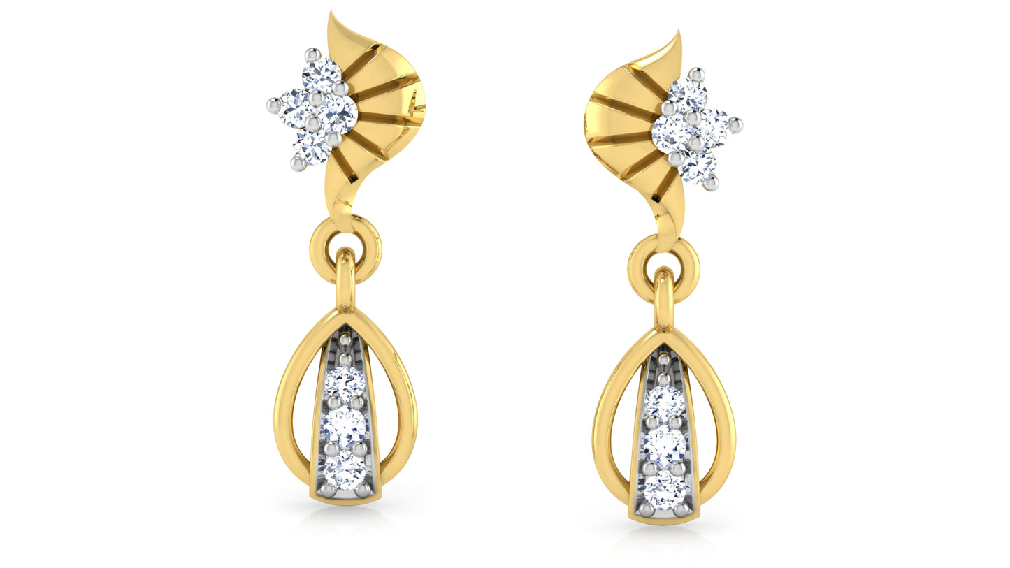 Shop Ear Charms Synthetic Diamond Gold Danglers Front View