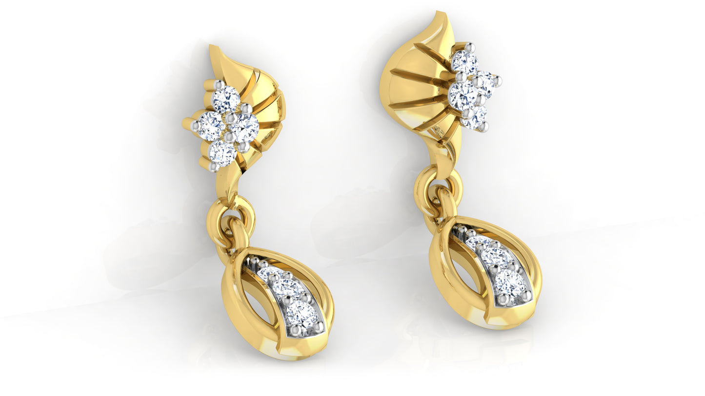 Shop Ear Charms Synthetic Diamond Gold Danglers Left View