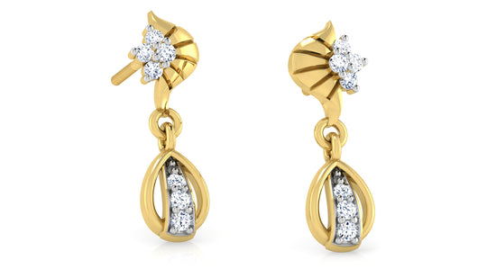 Shop Ear Charms Synthetic Diamond  Gold Danglers Top View