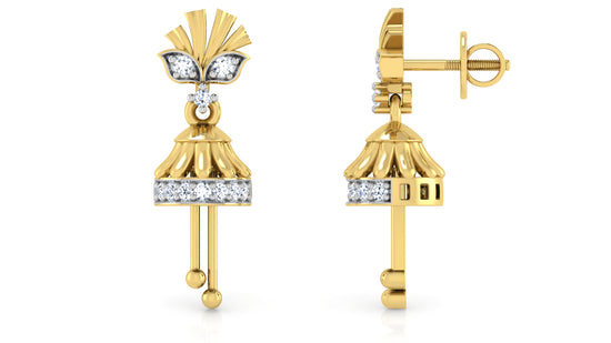 Shop Chandelier Charms Lab-Grown Diamond  Gold Danglers Front and Side View