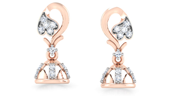 Canterbury Bells Lab-Grown Diamond Rose Gold Danglers Front View