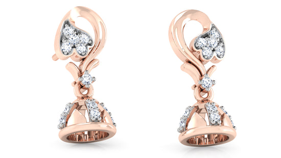 Canterbury Bells Lab Grown Diamond Rose Gold Danglers left View