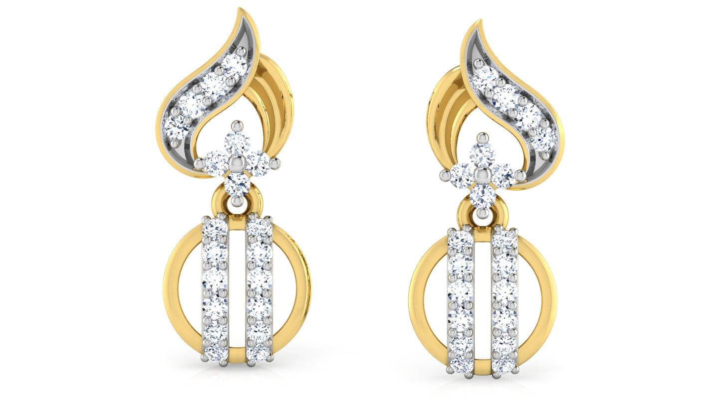 Blinga Zinga Artificial Diamond Gold Danglers Front View