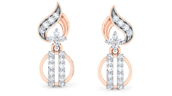 Blinga Zinga Artificial Diamond Rose Gold Danglers Front View