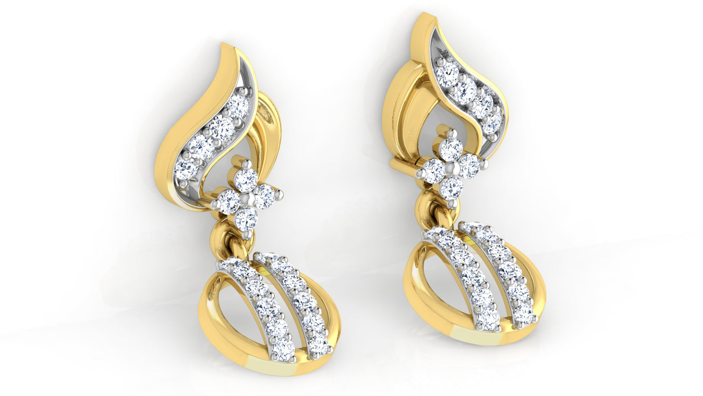 Blinga Zinga Artificial Diamond Gold Danglers Left View