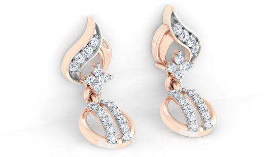 Blinga Zinga Artificial Diamond Rose Gold Danglers left View