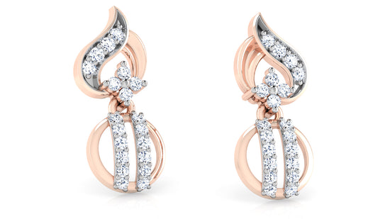 Blinga Zinga Artificial Diamond Rose Gold Danglers Top View