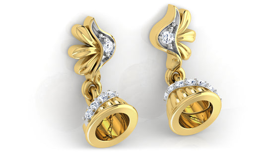 Tranquil Bells Lab Grown Diamond Jewelry  Gold Danglers Bottom View