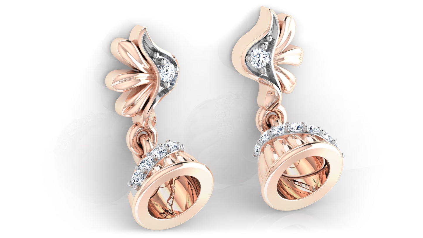 Tranquil Bells Lab Grown Diamond Jewelry Rose Gold Danglers Bottom View