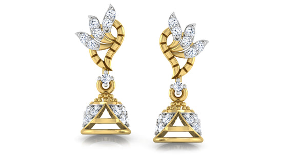 Belladona Synthetic Diamond Jewelry Gold Danglers Front View