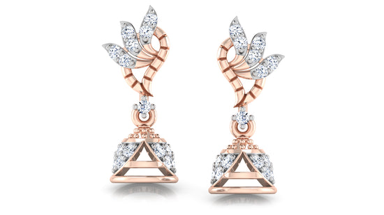 Belladona Synthetic Diamond Jewelry Rose Gold Danglers Front View