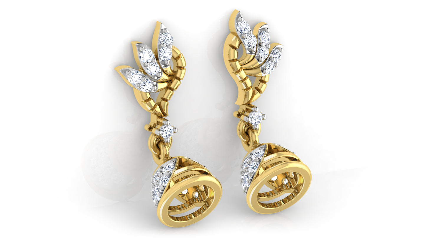 Belladona Synthetic Diamond Jewelry Gold Danglers Bottom View