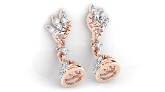 Belladona Synthetic Diamond Jewelry Rose Gold Danglers Bottom View