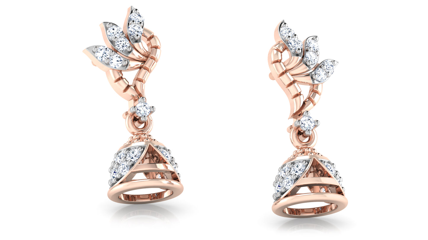 Belladona Synthetic Diamond Jewelry Rose Gold Danglers Back View