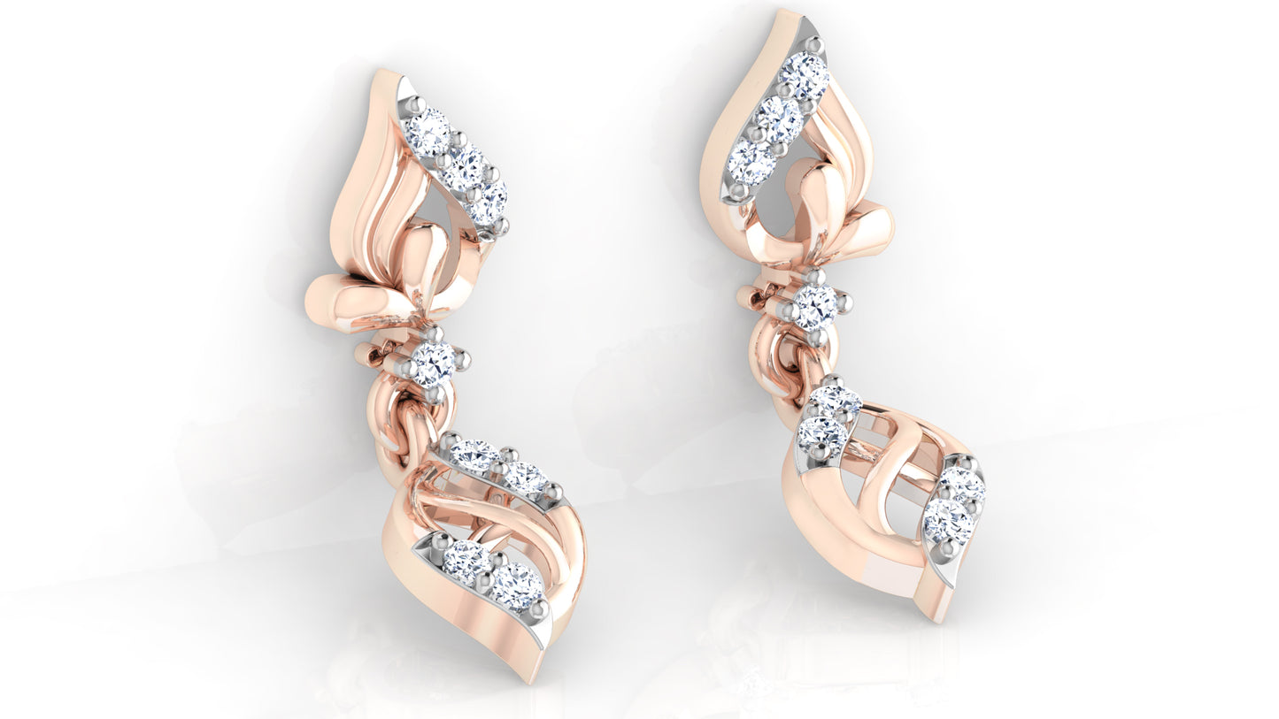 Stylish Memory Blast Lab Grown Diamond Rose Gold Danglers left side View