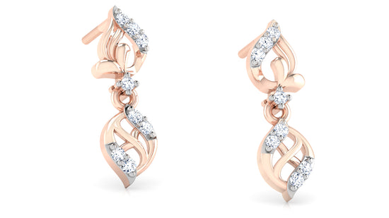 Luxury Memory Blast Lab Grown Diamond Rose Gold Danglers left view