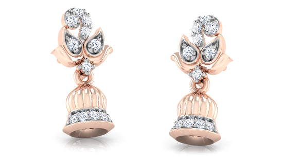 Upper view of Rose Gold Bell Blast Lab Grown Diamond Danglers 