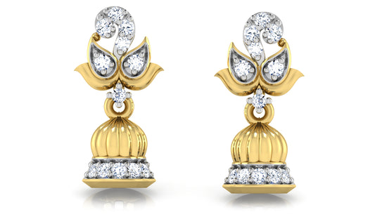 Bells Synthetic Diamond Gold Danglers Main View