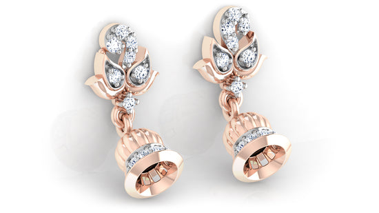 Rose Gold Bell Blast Lab-Grown Diamond Danglers Left side view