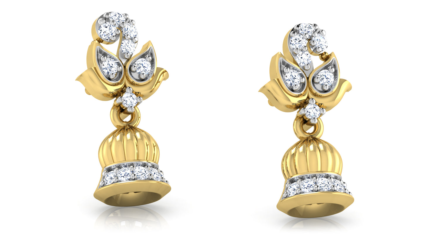 Luxurious Bells Synthetic Diamond Gold Danglers 