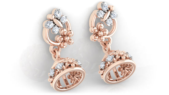 Cool n Calm Artificial Diamond Rose Gold Danglers Bottom view