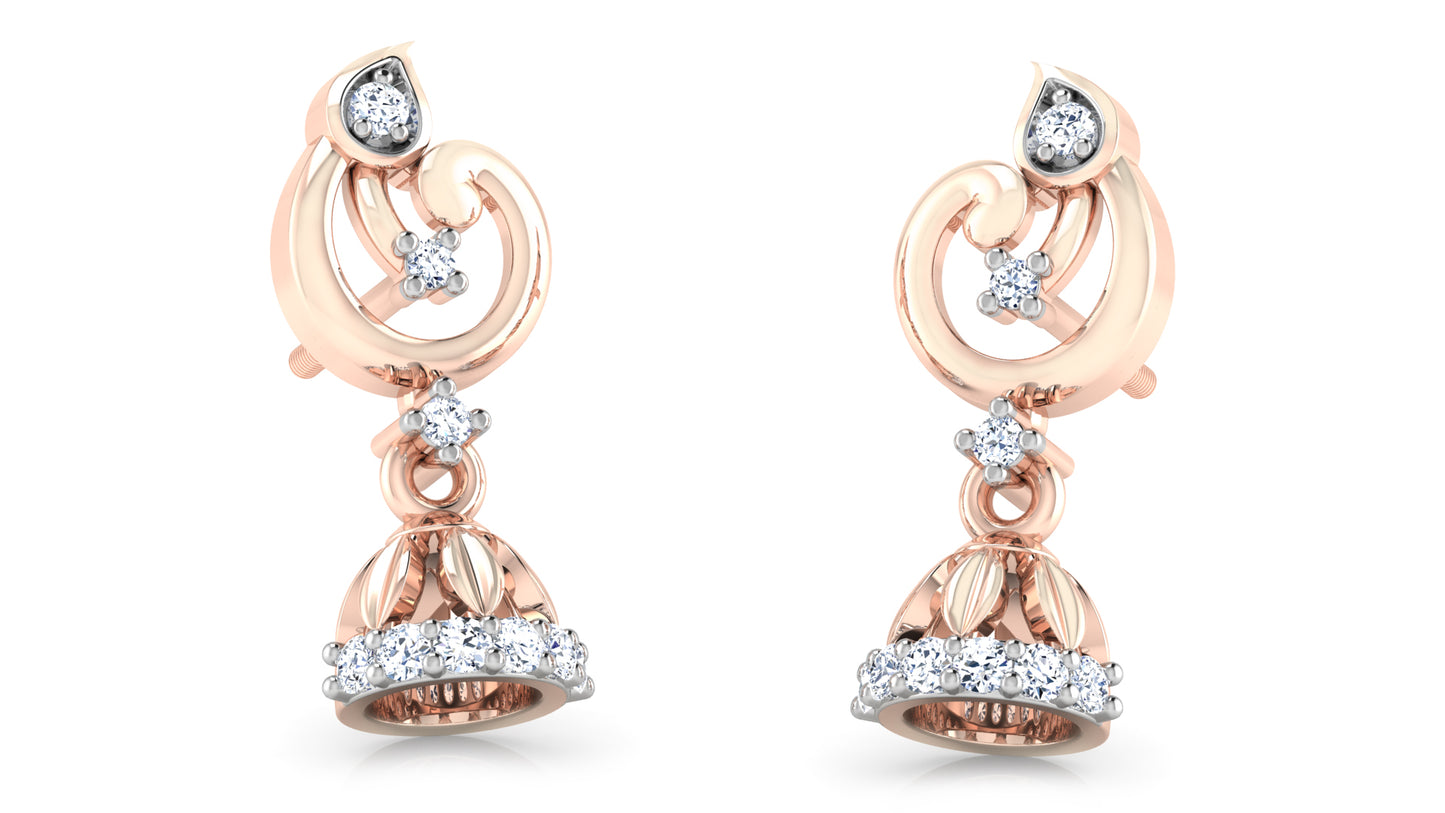 Beauty of Bell Fantasy Lab Grown Diamond Rose Gold Danglers. 