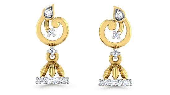 Beauty of Bell Fantasy Lab Grown Diamond Gold Danglers. 