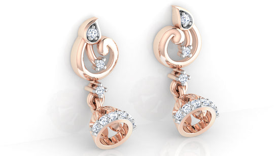 Beauty of Bell Fantasy Lab Grown Diamond Rose Gold  Danglers. left side view