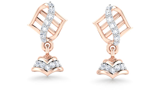 Hearty Bells Lab-Grown Diamond Rose Gold Danglers Front view