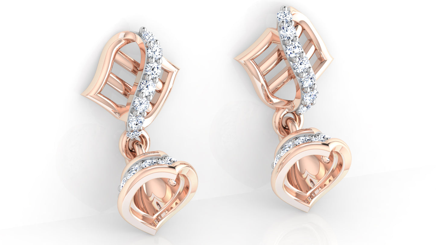 Hearty Bells Lab-Grown Diamond Rose Gold Danglers Bottom view