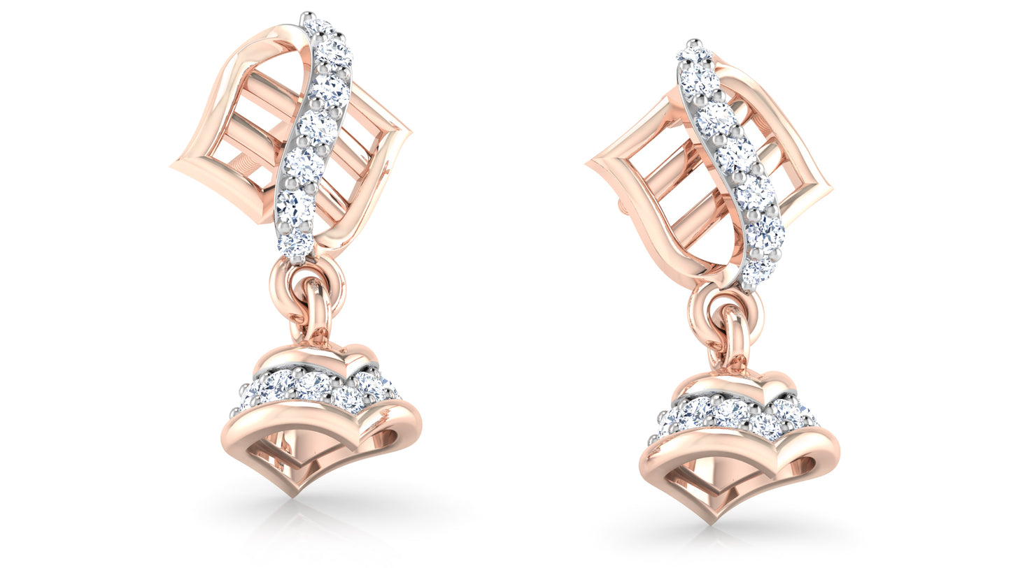 Luxury Hearty Bells Lab-Grown Diamond Rose Gold Danglers 