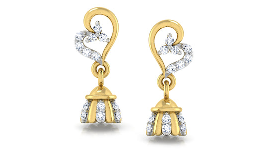 Crowny Bellalola Lab Grown Diamond Gold Front View Danglers