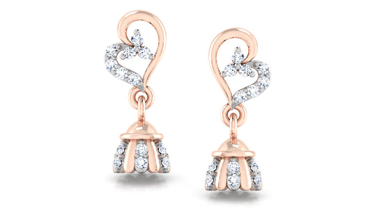 Crowny Bellalola Lab Grown Diamond Rose Gold Front view  Danglers