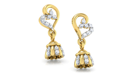 Crowny Bellalola Lab Grown Diamond Gold Danglers Stylish View