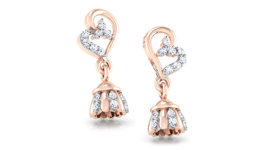 Crowny Bellalola Lab Grown Diamond Rose Gold Danglers Stylish View