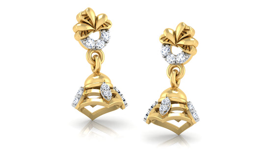 Bell Age Lab-Grown & Synthetic Diamond Gold Danglers