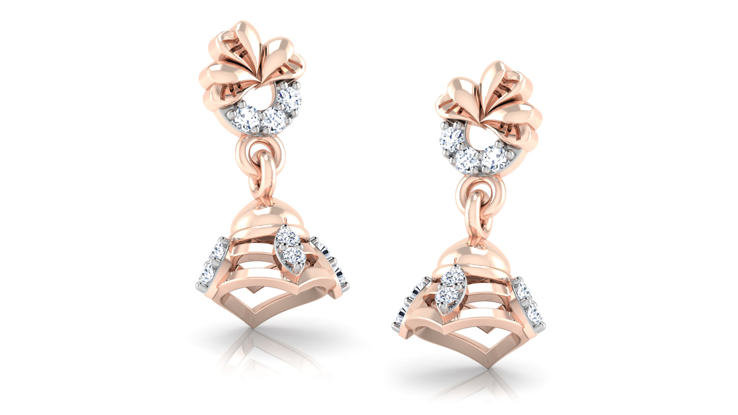 Bell Age Lab-Grown & Synthetic Diamond Rose Gold Danglers