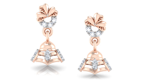 Bell Age Lab-Grown & Synthetic Diamond Rose Gold Danglers Front View