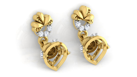 Bell Age Lab-Grown & Synthetic Diamond Gold Danglers Bottom View