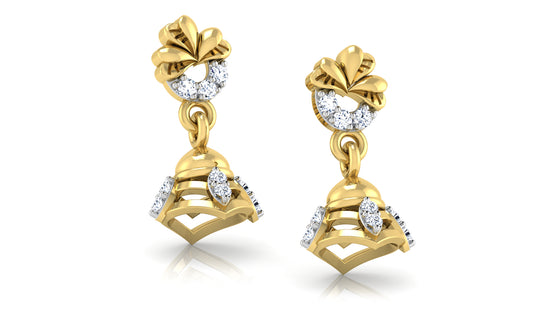 Bell Age Lab-Grown & Synthetic Diamond  Gold Danglers Top View