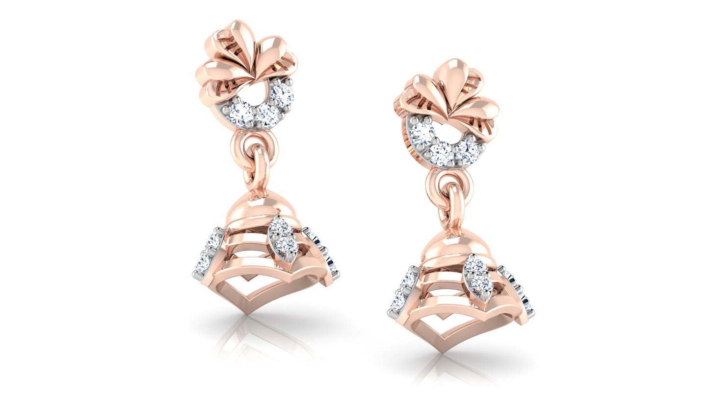 Bell Age Lab-Grown & Synthetic Diamond Rose Gold Danglers Top View