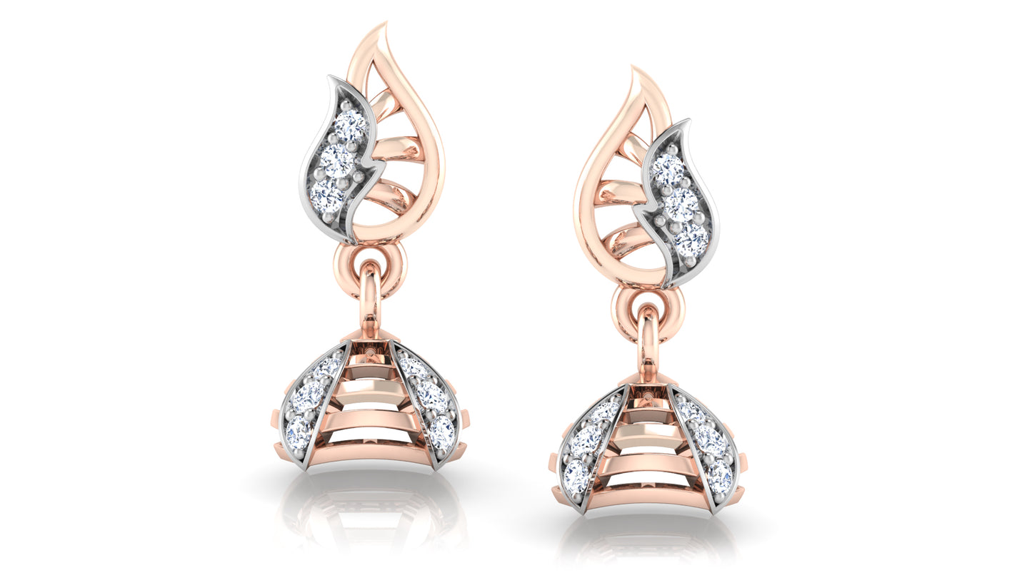 Delicate Tracery Lab-Grown Diamond Front view Rose gold Danglers