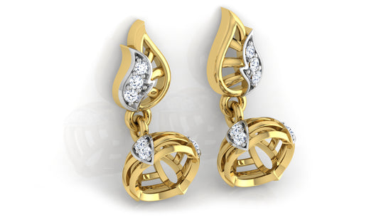 Delicate Tracery Lab-Grown Diamond Back view Gold Danglers