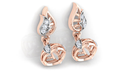 Delicate Tracery Lab-Grown Diamond Back view Rose Gold Danglers