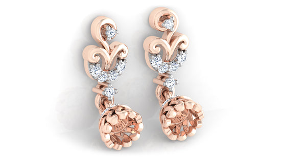 Diahart Bulbousa Frantica Lab Grown Diamond Rose Gold Danglers Bottom view