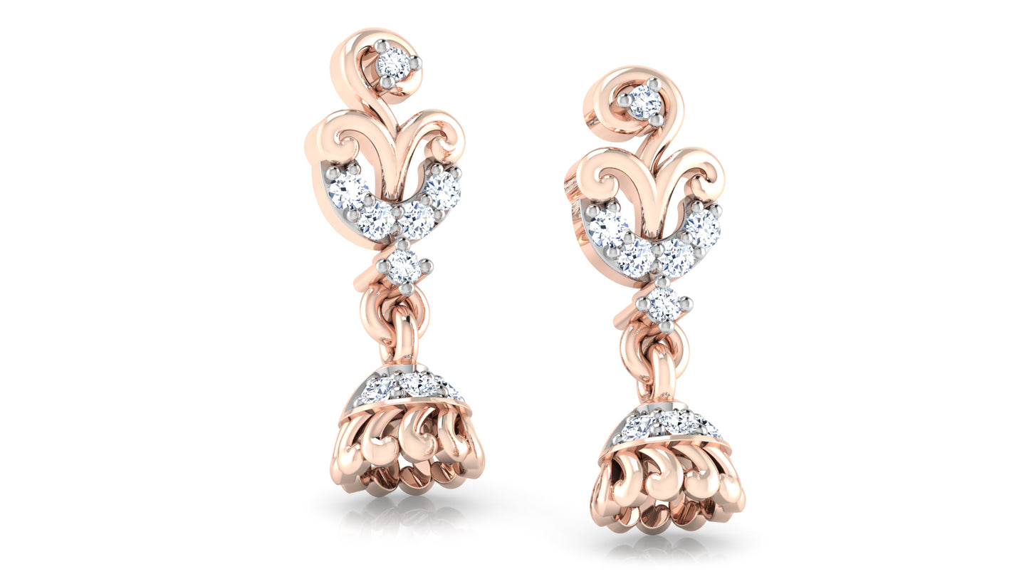 Diahart Bulbousa Frantica Lab Grown Diamond  Rose Gold Danglers Top view