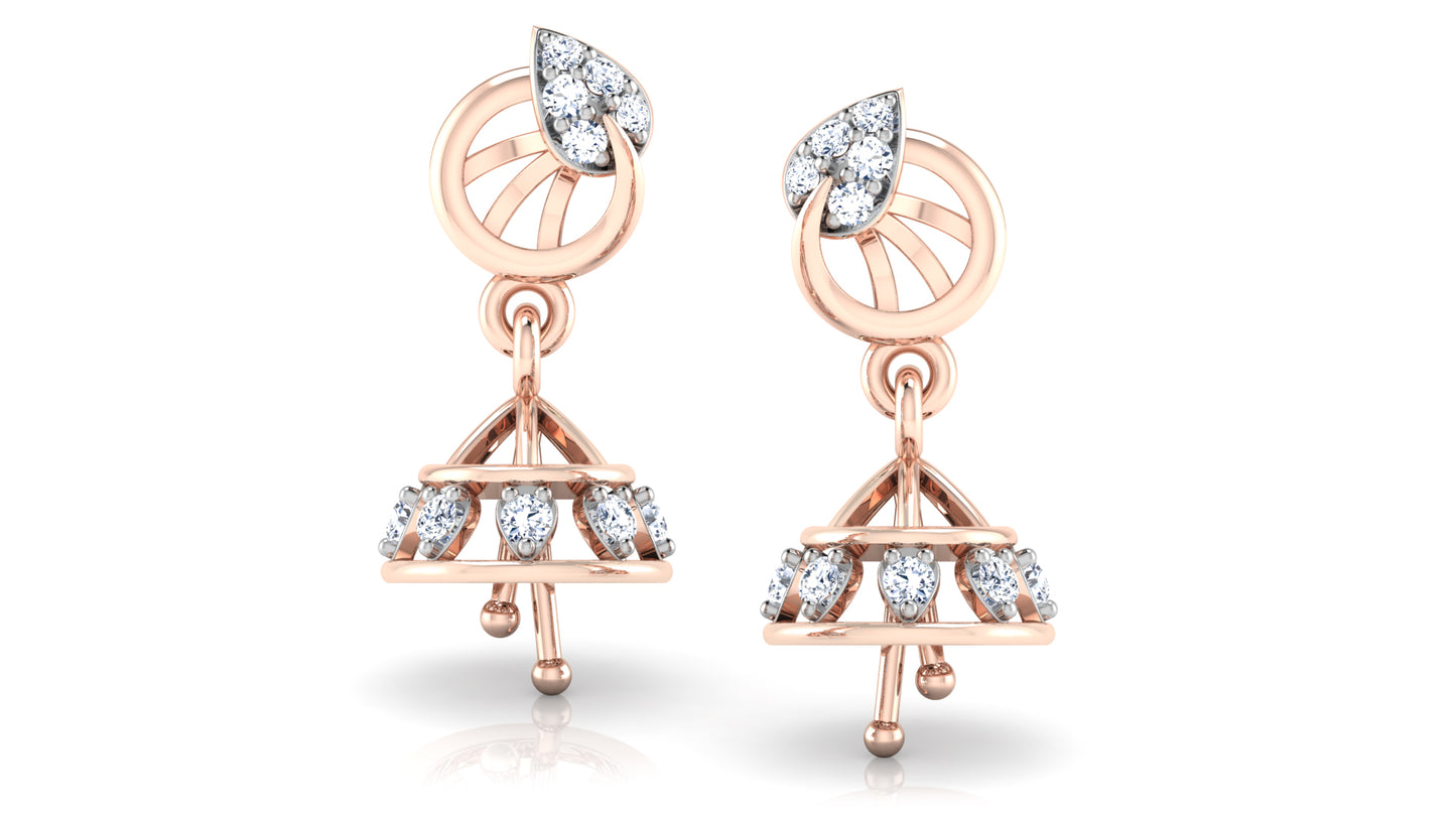 Circula Conica Lab Grown Diamond Rose Gold Danglers Front view